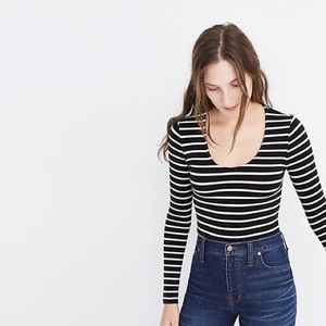 Madewell Song Scoopneck Stripe Bodysuit Size S